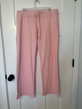 Vintage Juicy Couture Pink Cotton Track Pants Made In USA Logo 2000's Large NWOT